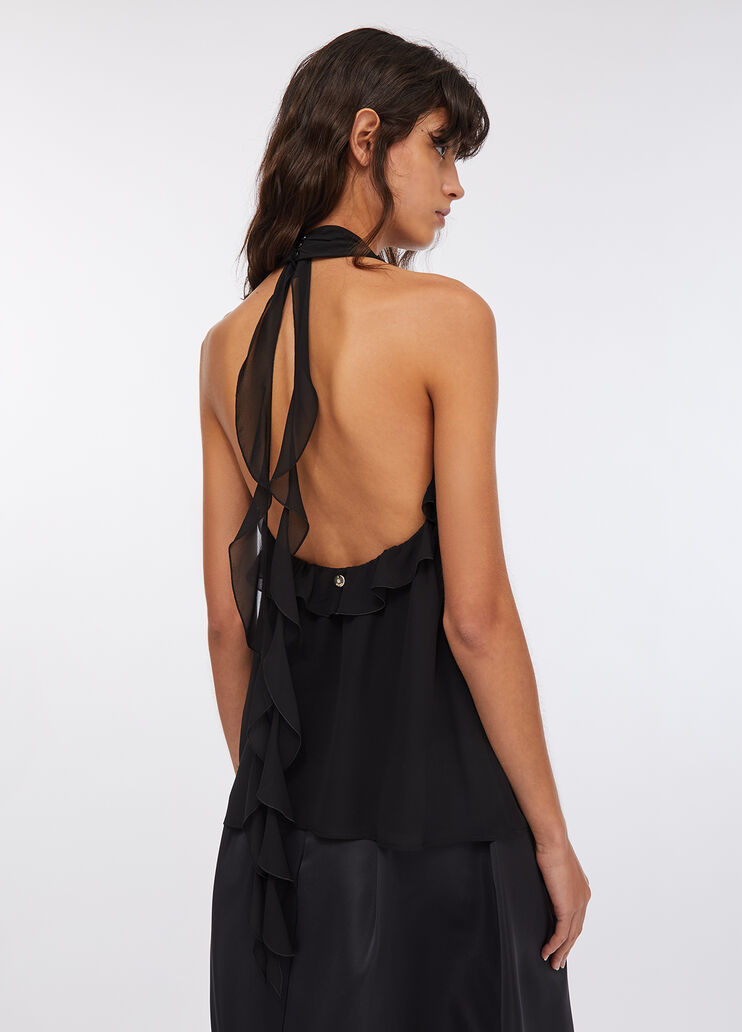 Top de cérémonie en georgette noir Liu Jo - large image number 1 Top de cérémonie en georgette noir Liu Jo - large image number 1