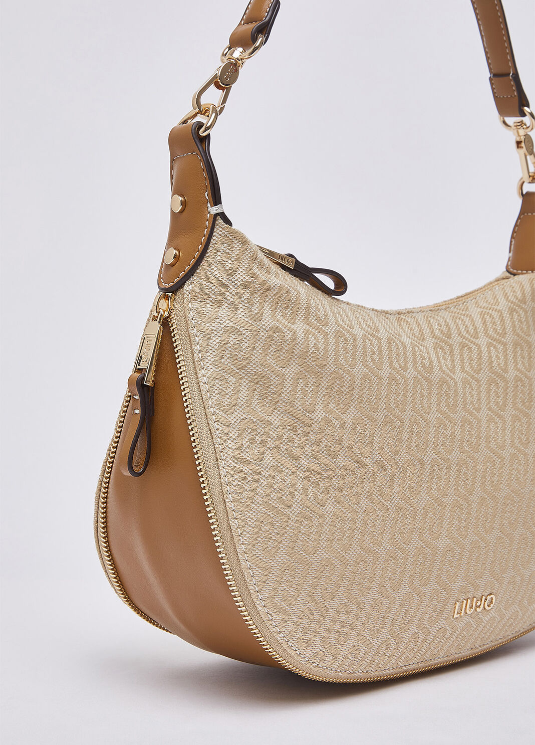 Mittelgro&szlig;e Schultertasche aus Jacquard Beige Liu Jo - large image number 4