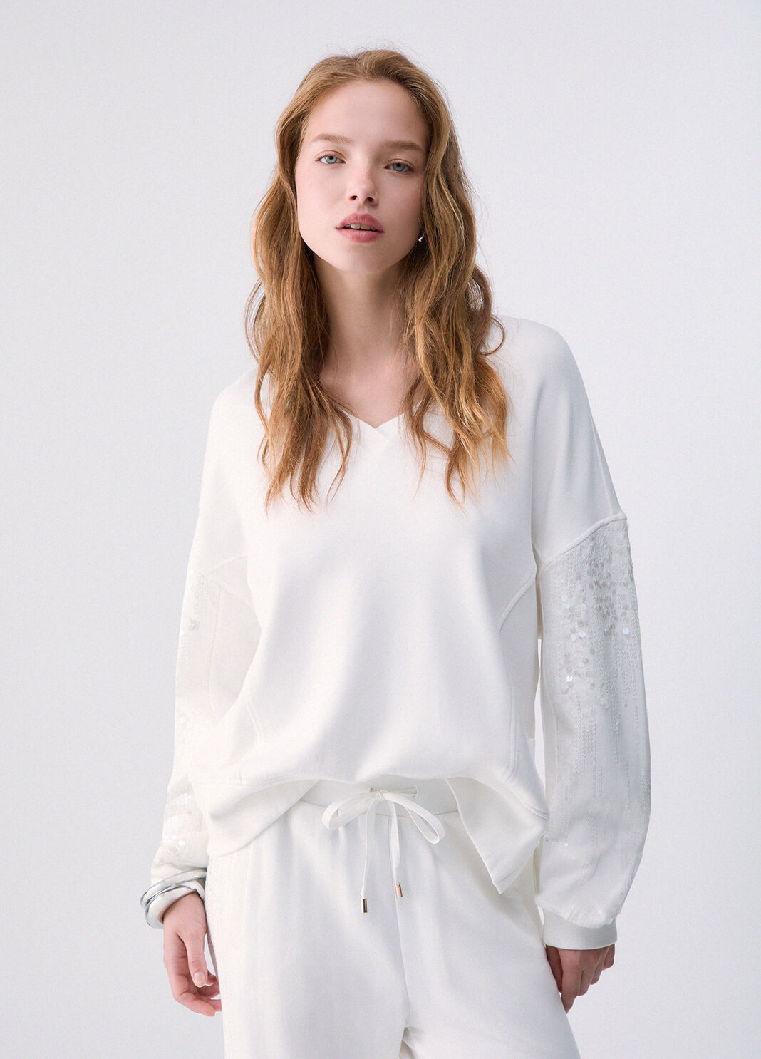Sequin Sweatshirt white wool Liu Jo - large image number 0