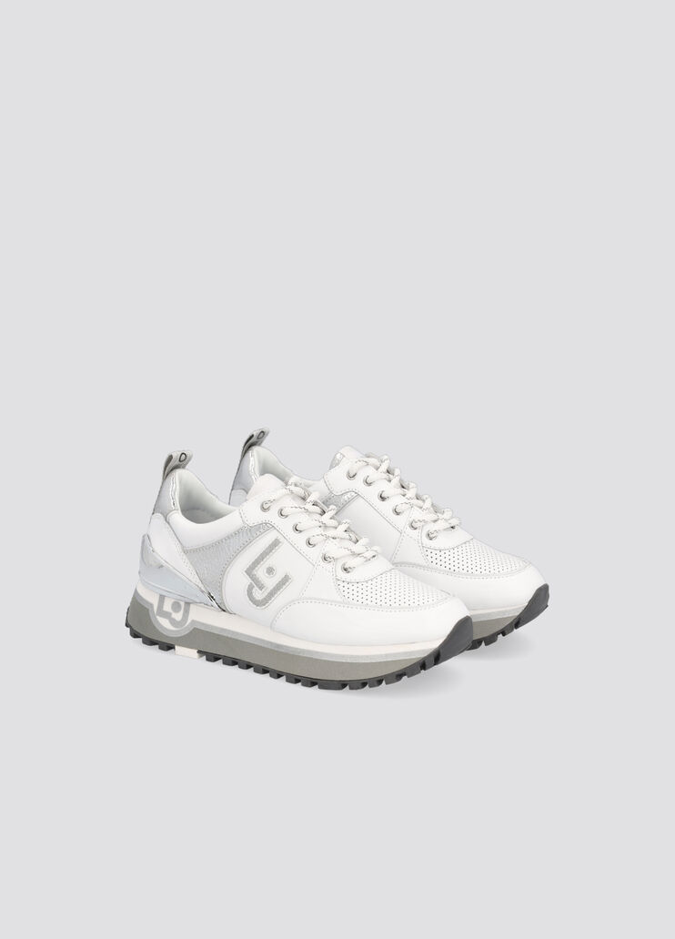 Кожаные кеды с эффектом кракле белый/серебристый Liu Jo - large image number 1