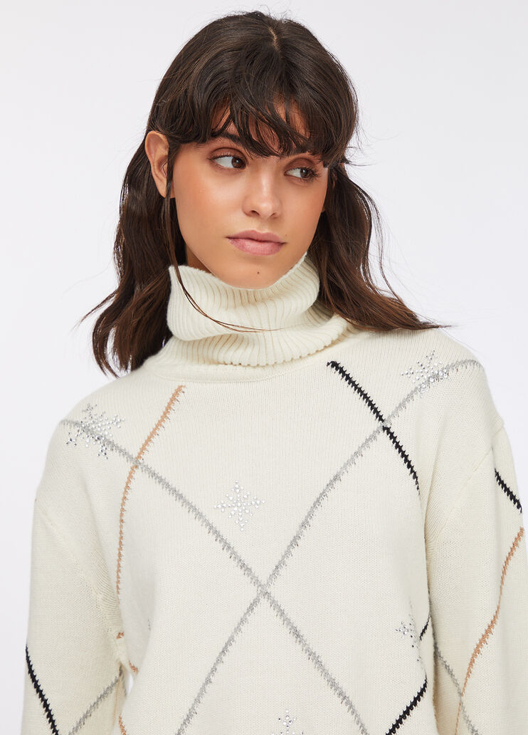 Dolcevita jacquard con strass bianco Liu Jo - large image number 3