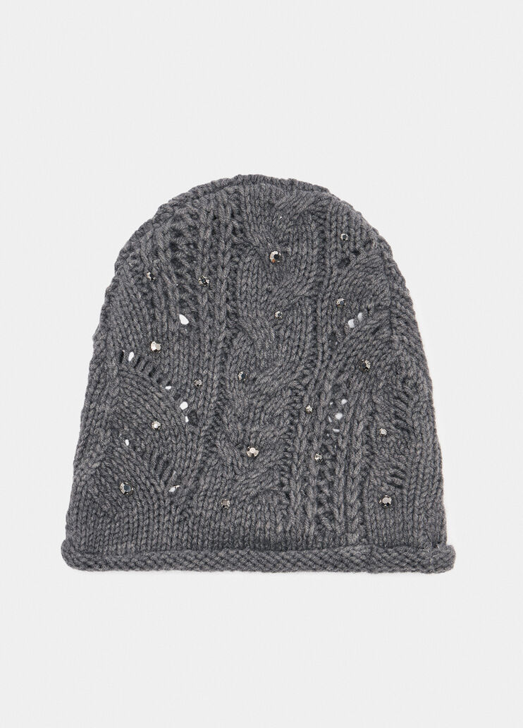 Wool-blend hat with rhinestones grey Liu Jo - large image number 2