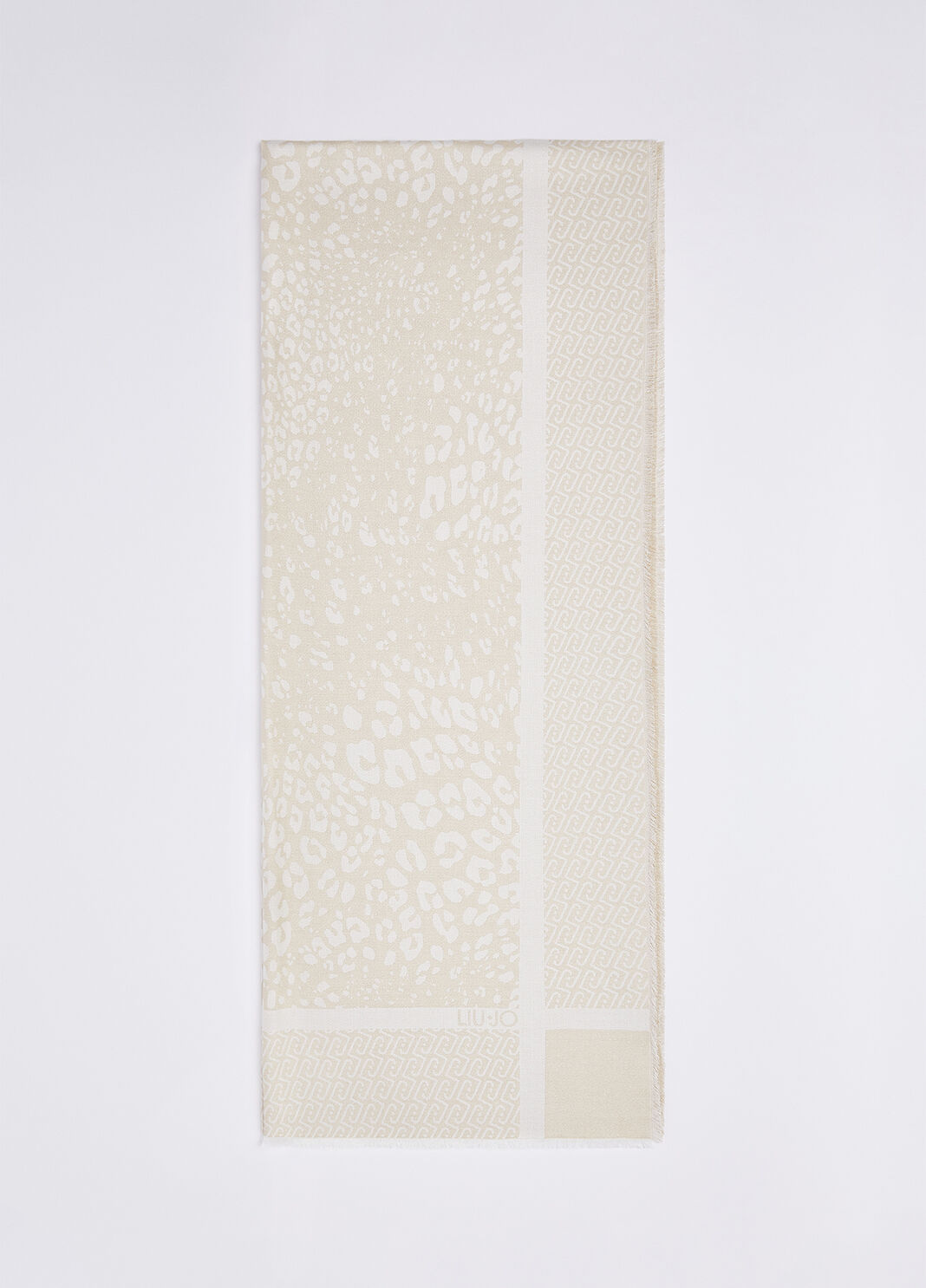 Animal print jacquard stole with logo butter Liu Jo - large image number 1