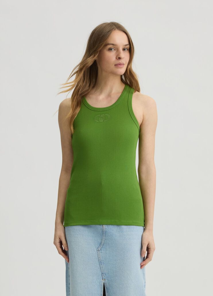 Cotton top with logo green Liu Jo - large image number 0 Cotton top with logo green Liu Jo - large image number 0