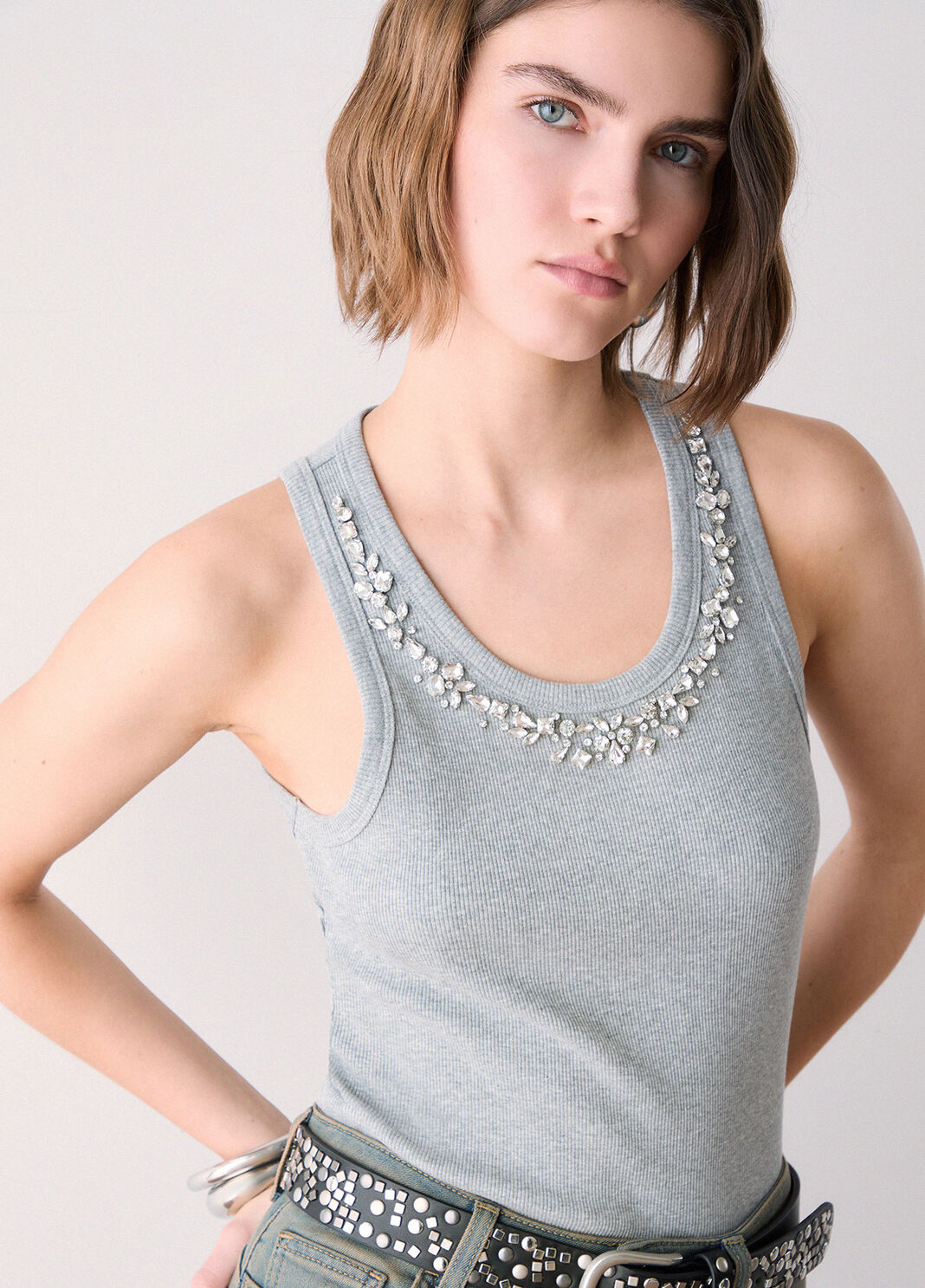 T-shirt with jewel decoration grey Liu Jo - large image number 3