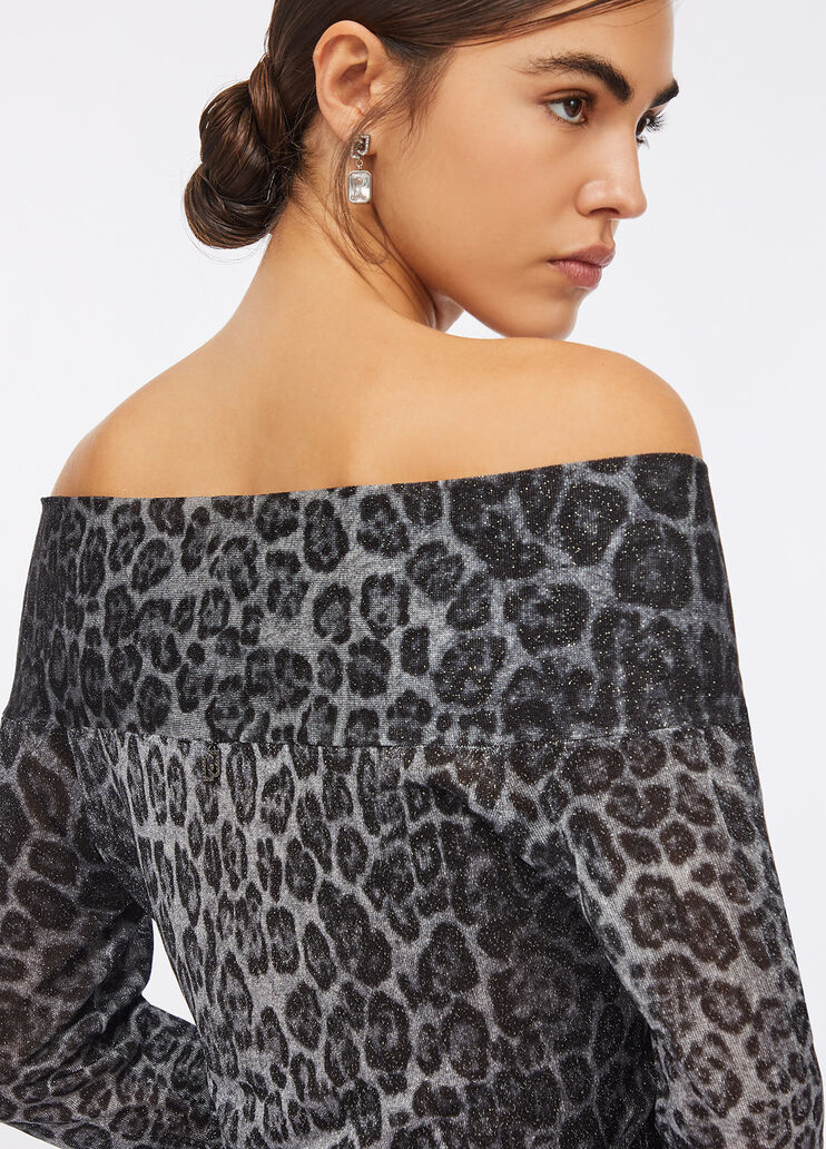 Pull à encolure en V animalier gris Liu Jo - medium