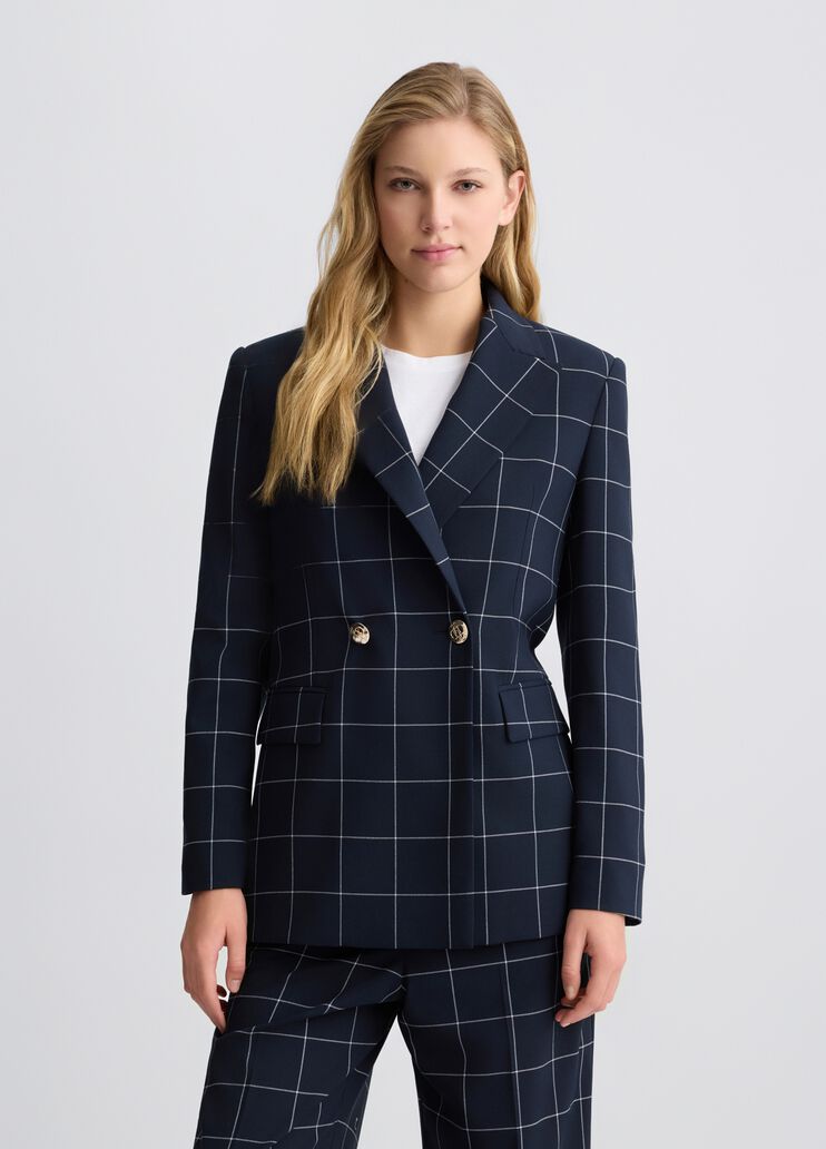 Double-breasted check blazer blue Liu Jo - medium Double-breasted check blazer blue Liu Jo - medium