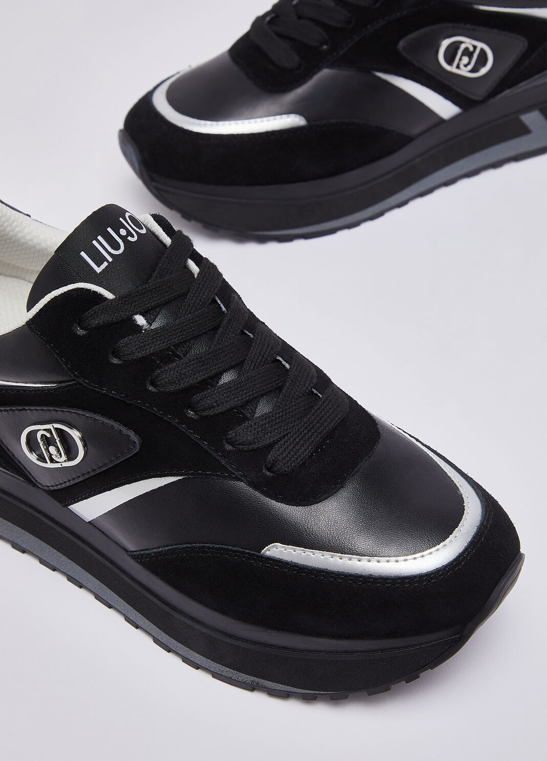 Sneakers plateforme en daim et cuir noir Liu Jo - large image number 6