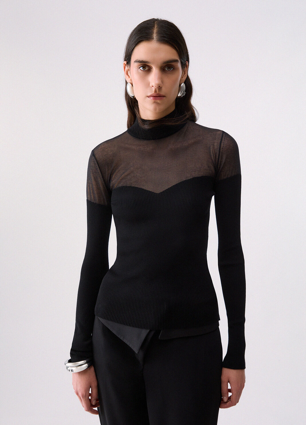 Turtleneck top with see-through inserts black Liu Jo - large image number 0