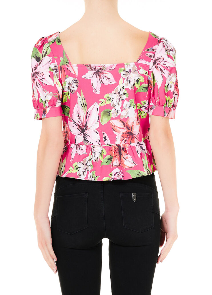 Top with flounces Fuchsia with flowers Liu Jo - large image number 1 Top with flounces Fuchsia with flowers Liu Jo - large image number 1