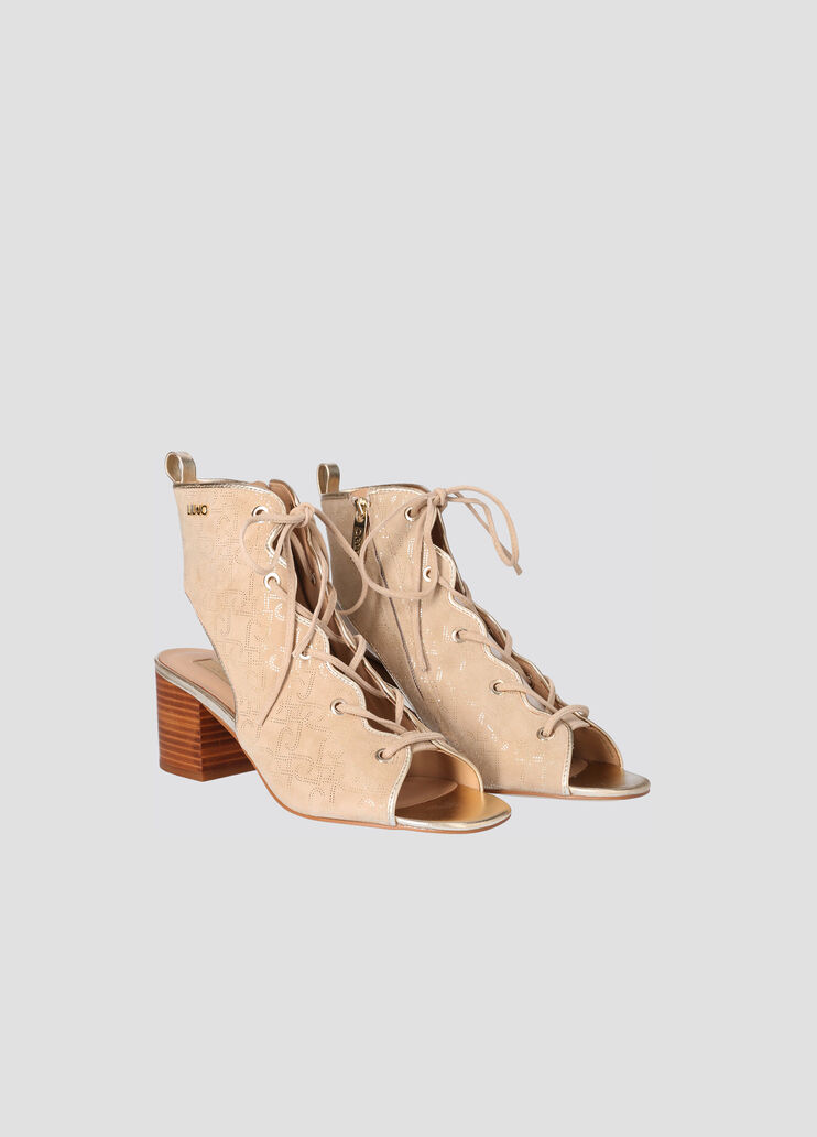 Stivaletti open toe in suede  Liu Jo - large image number 1 Stivaletti open toe in suede  Liu Jo - large image number 1