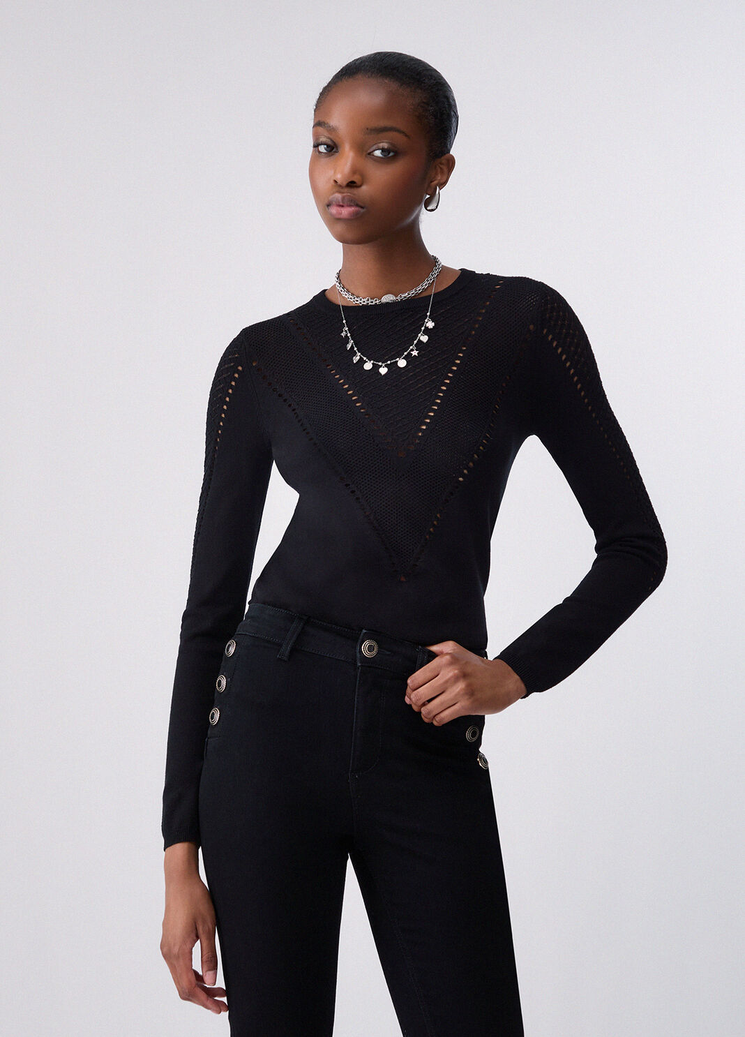 Knit Top with Cut-Out black Liu Jo - large image number 0