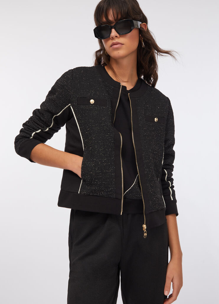 Jacke aus Sweatstoff und Bouclé Schwarz Liu Jo - large image number 1