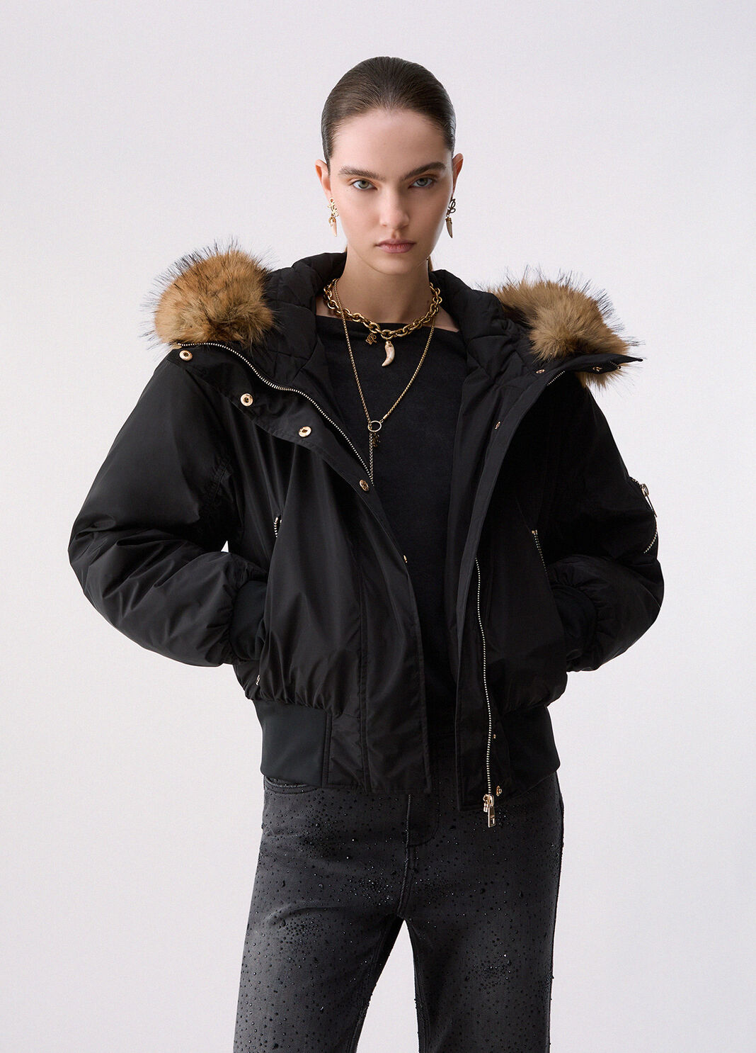 Hooded Bomber Jacket black Liu Jo - large image number 0