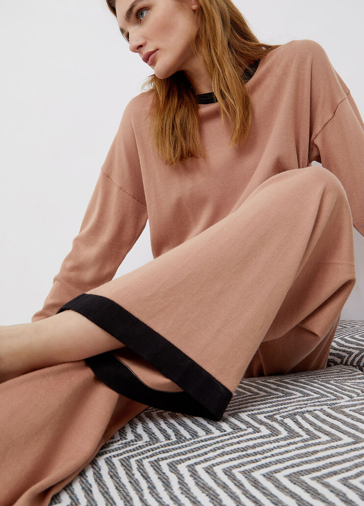 Трикотажные брюки палаццо пудрово-розовый/чёрный Liu Jo - large image number 2