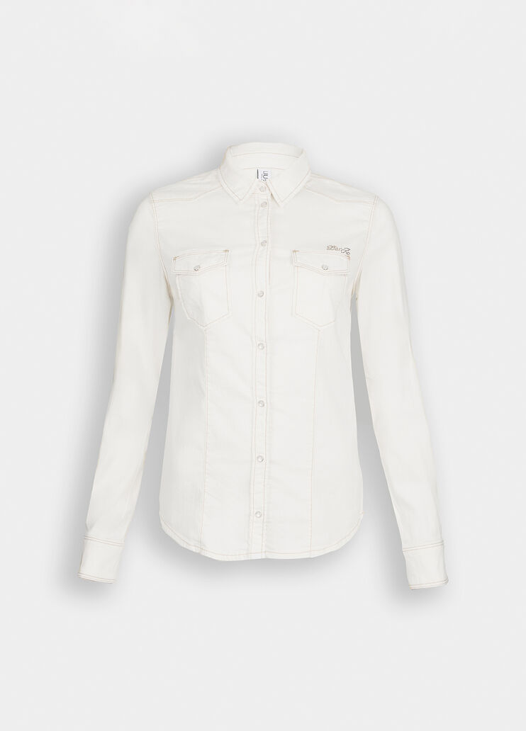 Denim shirt white wool Liu Jo - large image number 6 Denim shirt white wool Liu Jo - large image number 6