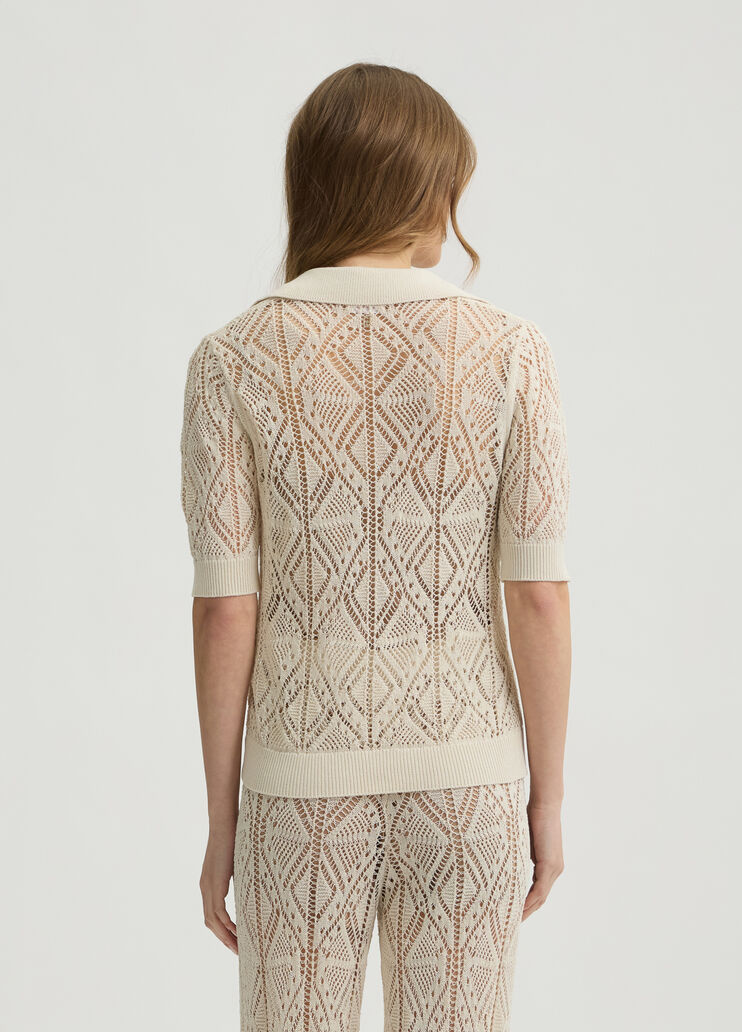 Cotton-blend crochet jumper light beige Liu Jo - large image number 1 Cotton-blend crochet jumper light beige Liu Jo - large image number 1