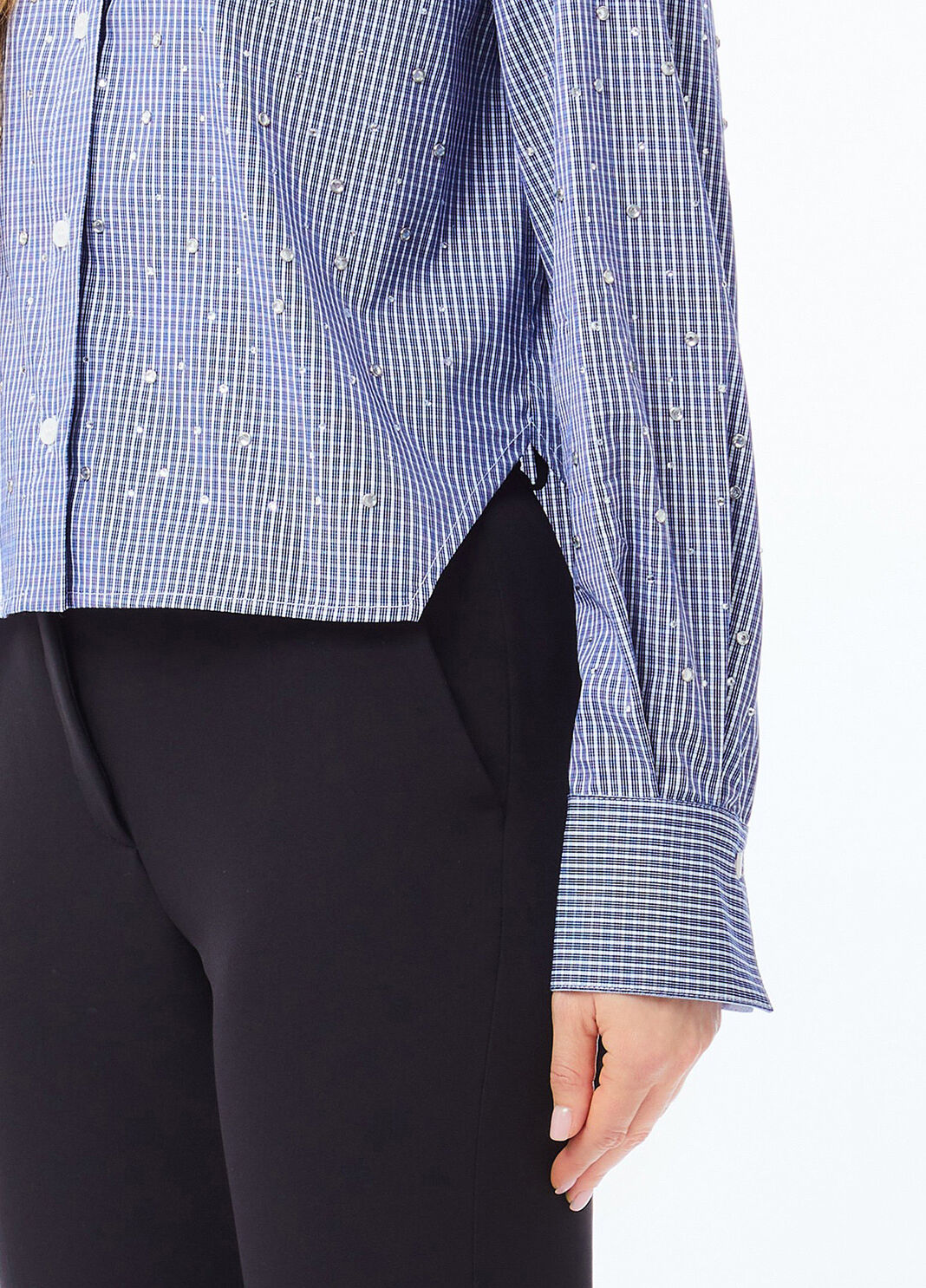 Camisa de popelina con strass cuadros azules Liu Jo - large image number 2