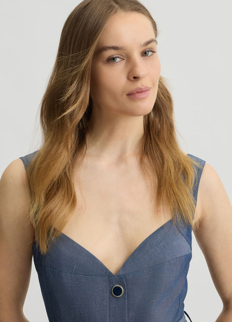 Linen dress with belt chambray blue Liu Jo - large image number 2 Linen dress with belt chambray blue Liu Jo - large image number 2