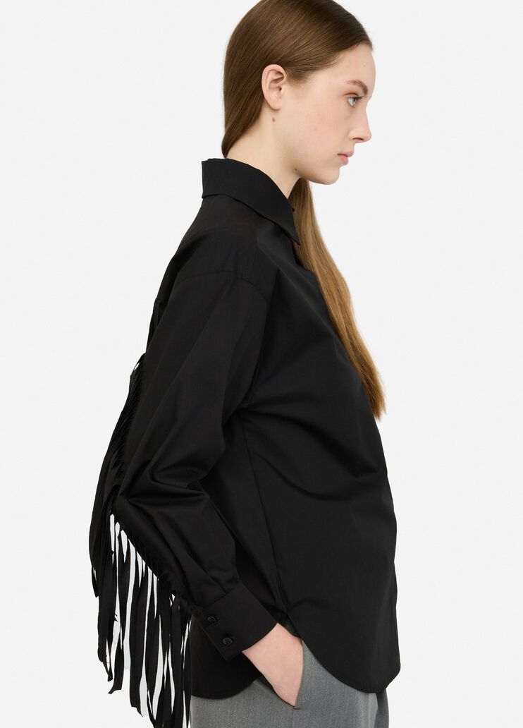 Poplin shirt with fringes black Liu Jo - medium Poplin shirt with fringes black Liu Jo - medium