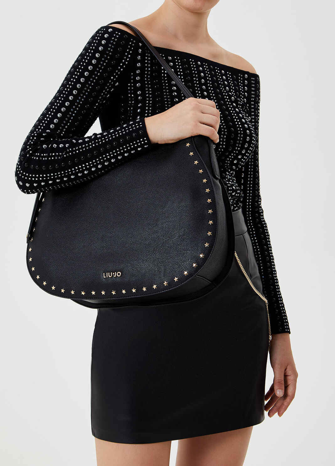 Bolso para llevar al hombro con tachuelas Negro Liu Jo - large image number 1