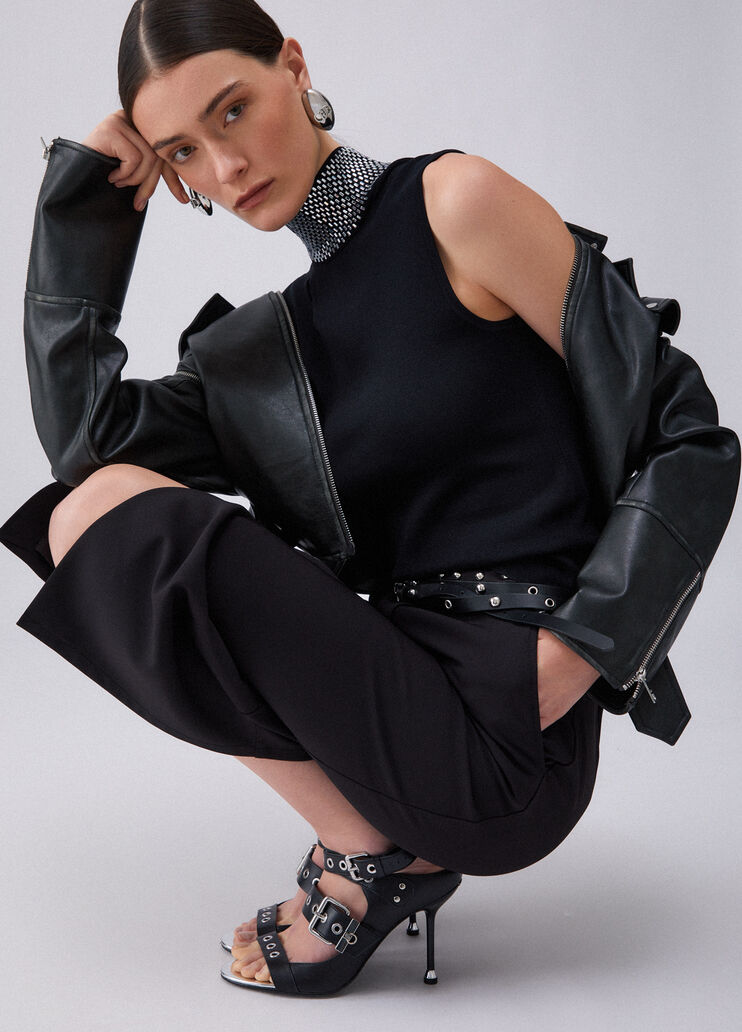 Knit dress with rhinestones black Liu Jo - medium