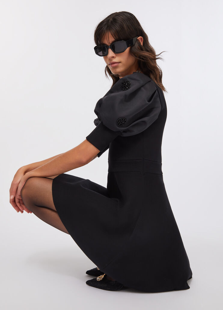 Robe en maille avec manches ballon noir Liu Jo - large image number 2