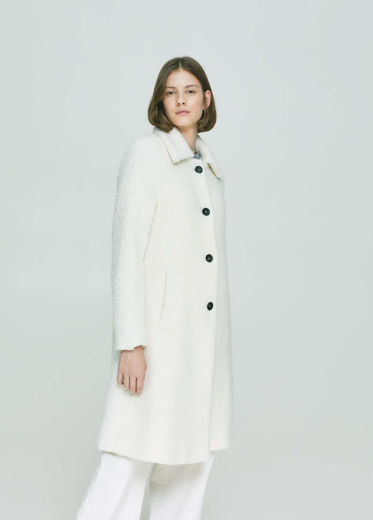 cream boucle coat