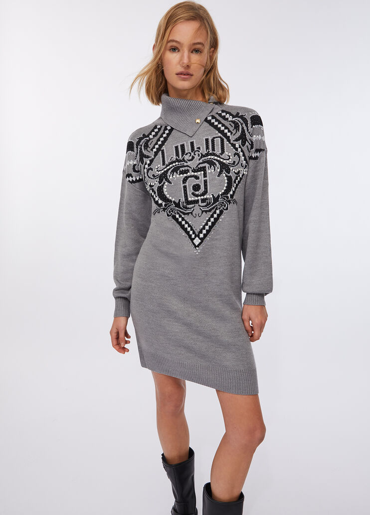 Jacquard wool dress light grey Liu Jo - medium