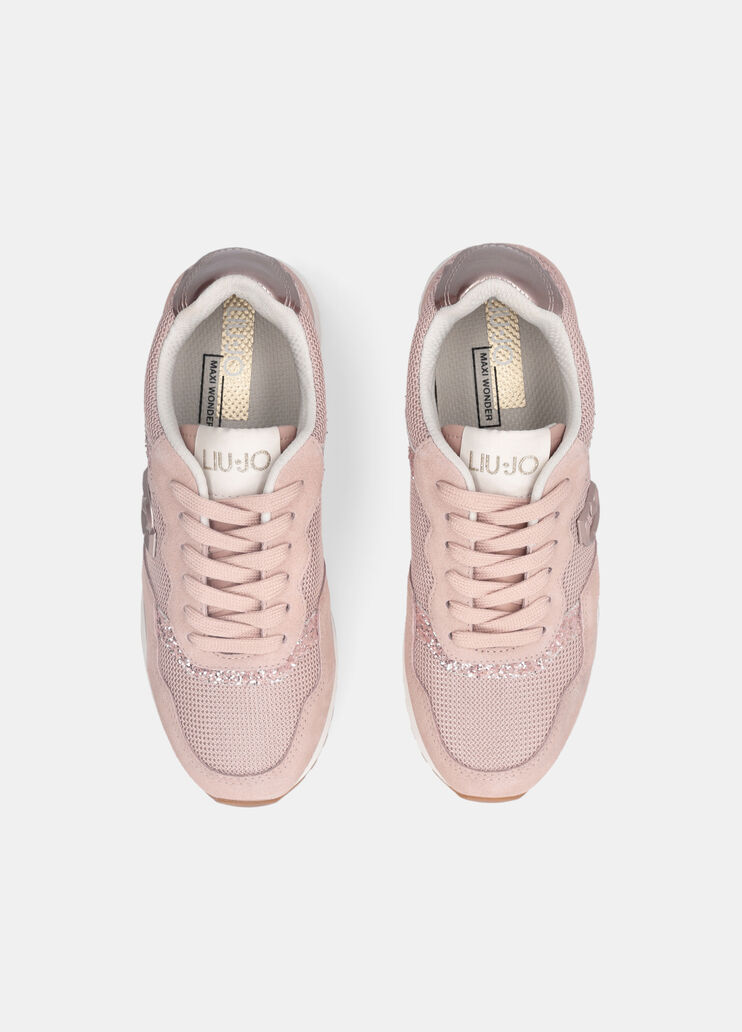 Sneakers avec glitters et mesh rose Liu Jo - large image number 4