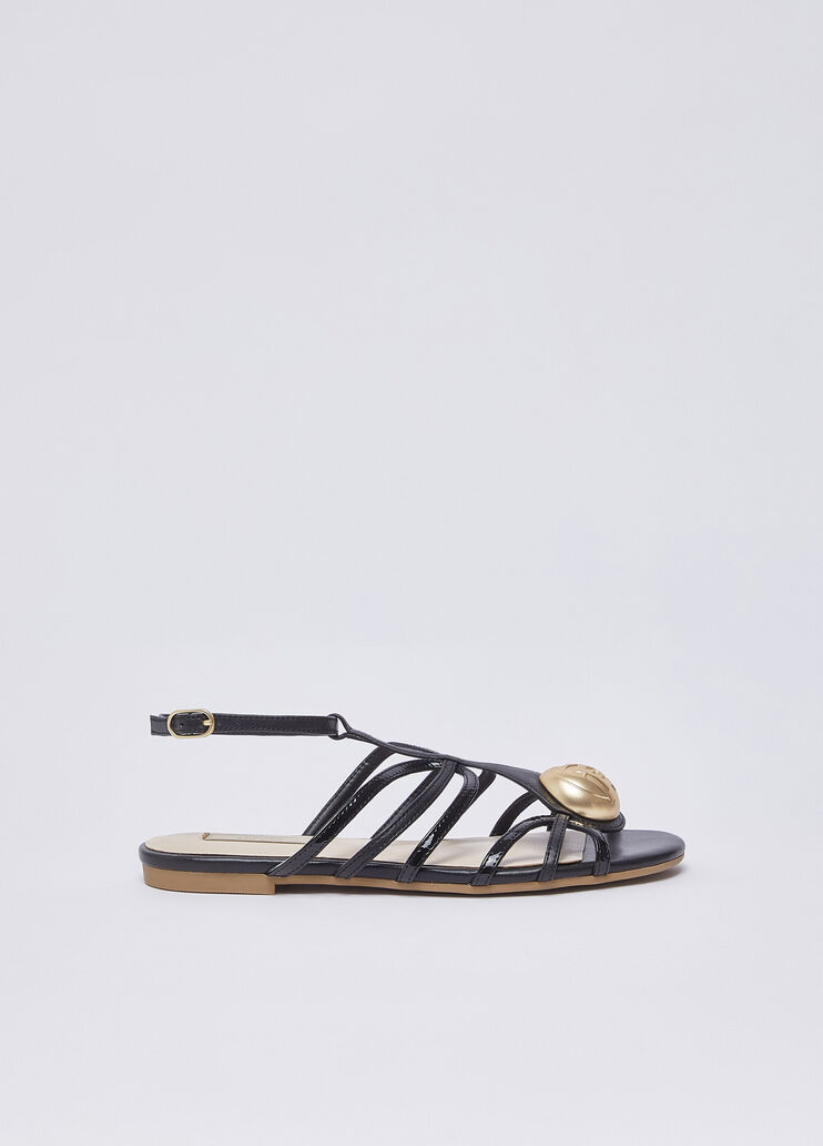 Flat leather and patent leather sandals black Liu Jo - medium