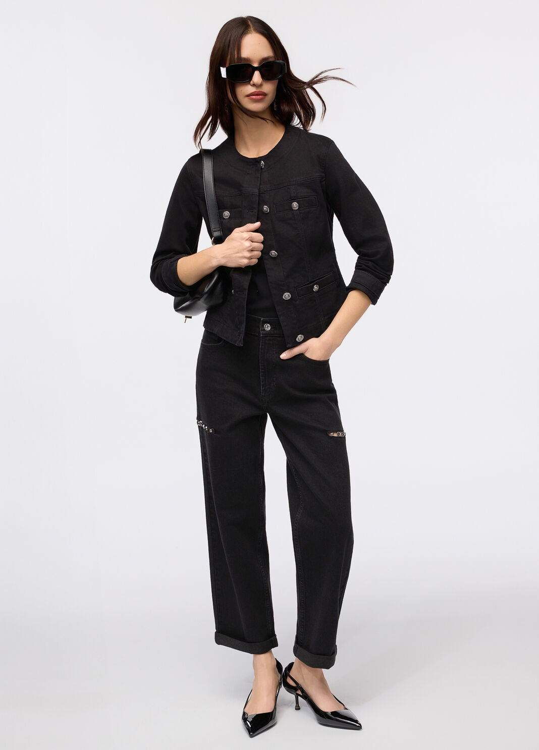 Vaqueros rectos con strass denim negro Liu Jo - large image number 3