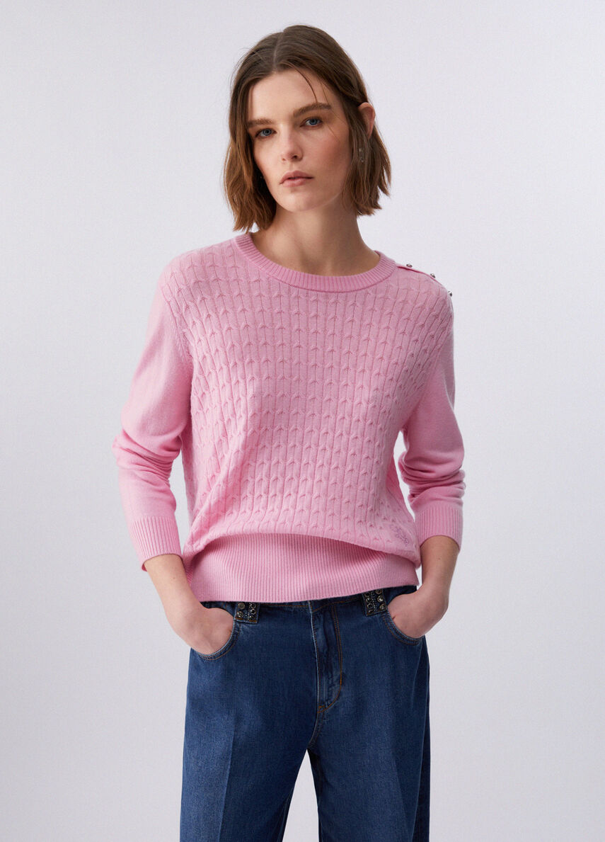 Cable knit wool sweater colour peach | Liu Jo