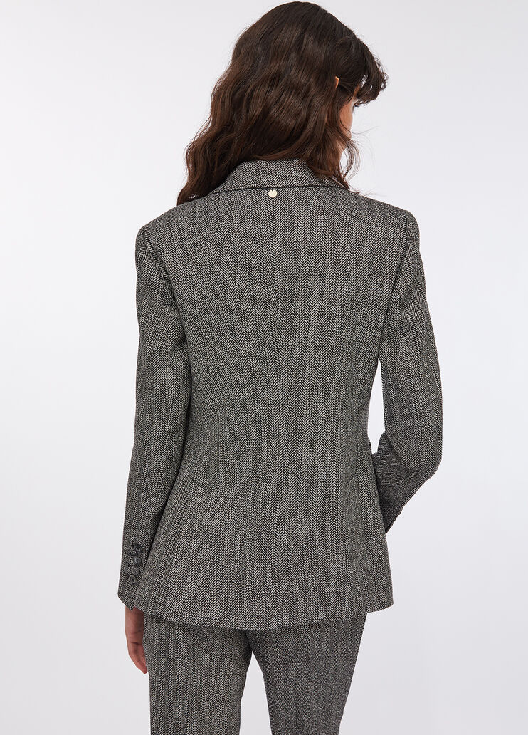 Fit & Flare-Jacke mit Fischgrätmuster Graues Fischgrätmuster Liu Jo - large image number 1