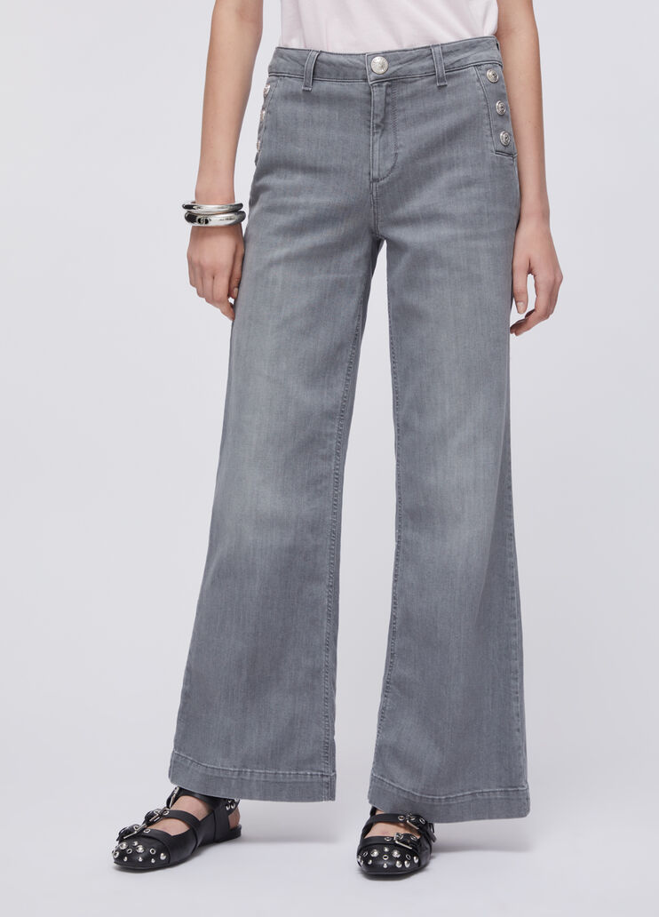 Jeans flare a vita alta con bottoni denim grigio Liu Jo - large image number 0