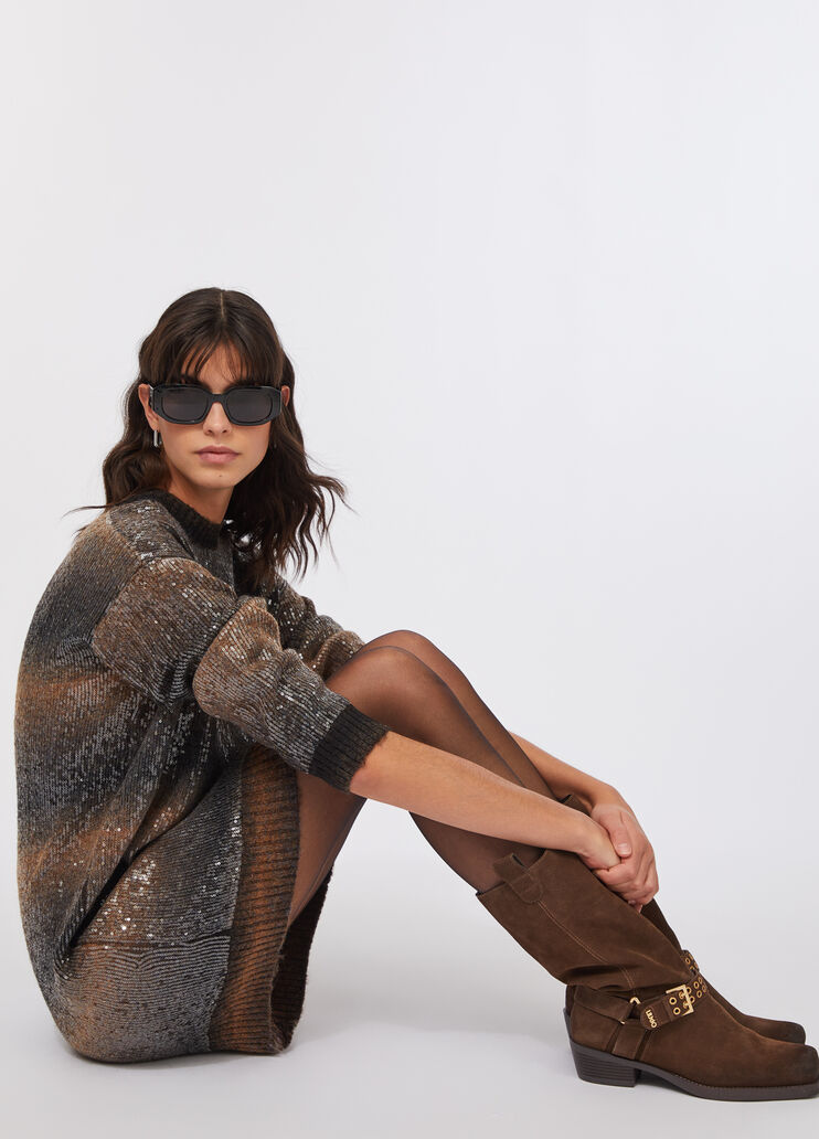 Strickkleid mit Pailletten Braun Liu Jo - medium