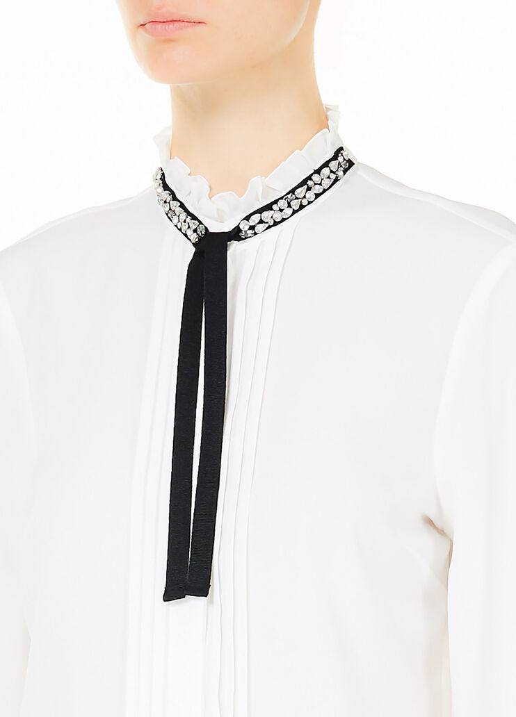 Shirt with jewel bow Wool White Liu Jo - large image number 2 Shirt with jewel bow Wool White Liu Jo - large image number 2