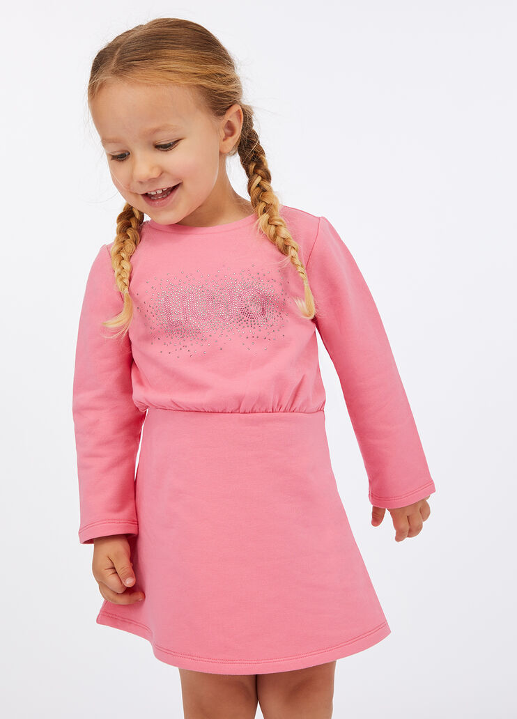 Sweatshirt dress with logo and rhinestones Camellia pink Liu Jo - medium Sweatshirt dress with logo and rhinestones Camellia pink Liu Jo - medium