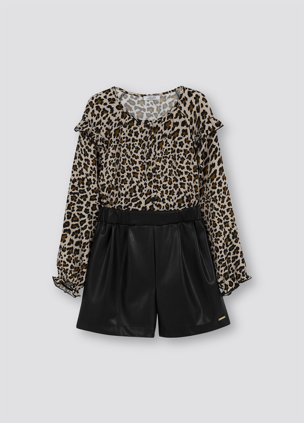 Short jumpsuit with animal-print leopard print/black Liu Jo - large image number 0