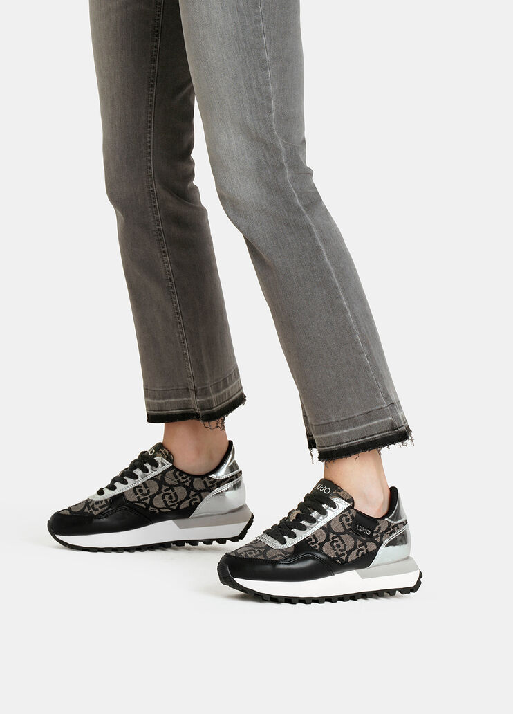 Sneakers with jacquard monogram black Liu Jo - large image number 0 Sneakers with jacquard monogram black Liu Jo - large image number 0
