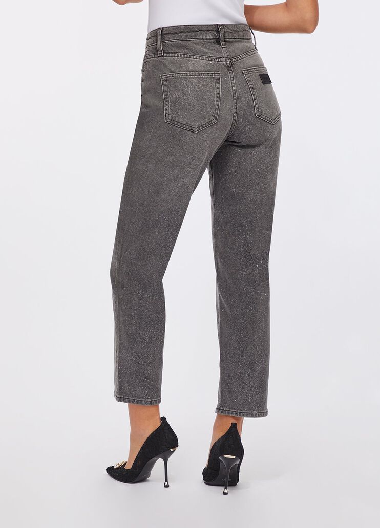 Jean droit taille haute gris &agrave; rayures craie Liu Jo - medium
