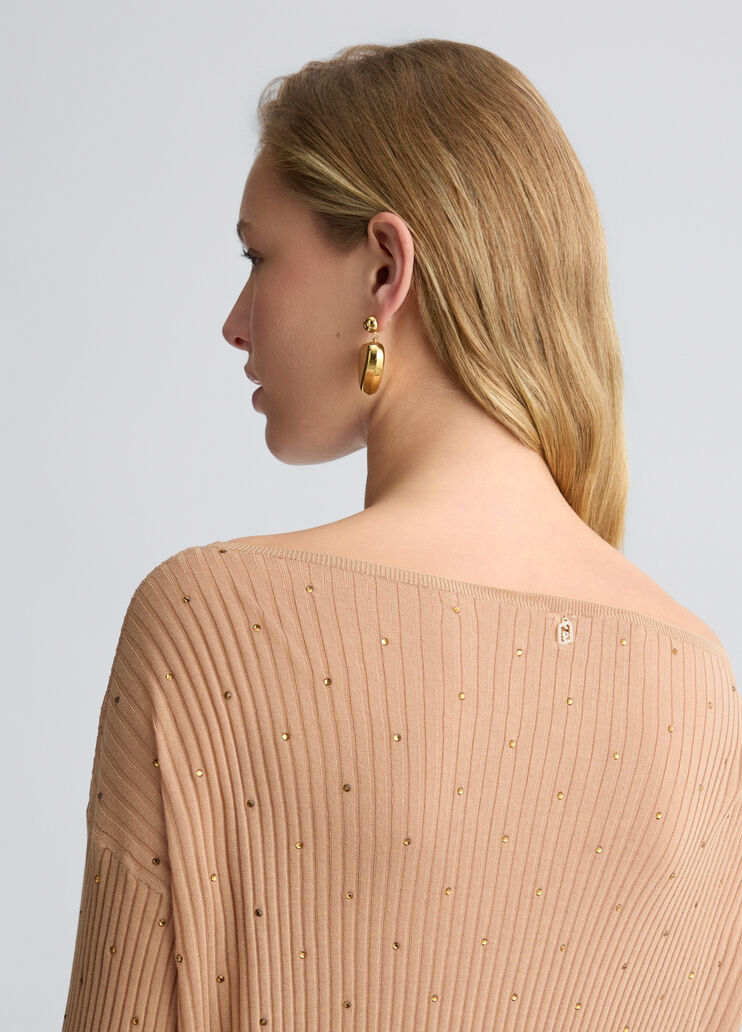 Beige jumper with rhinestones beige Liu Jo - large image number 4 Beige jumper with rhinestones beige Liu Jo - large image number 4