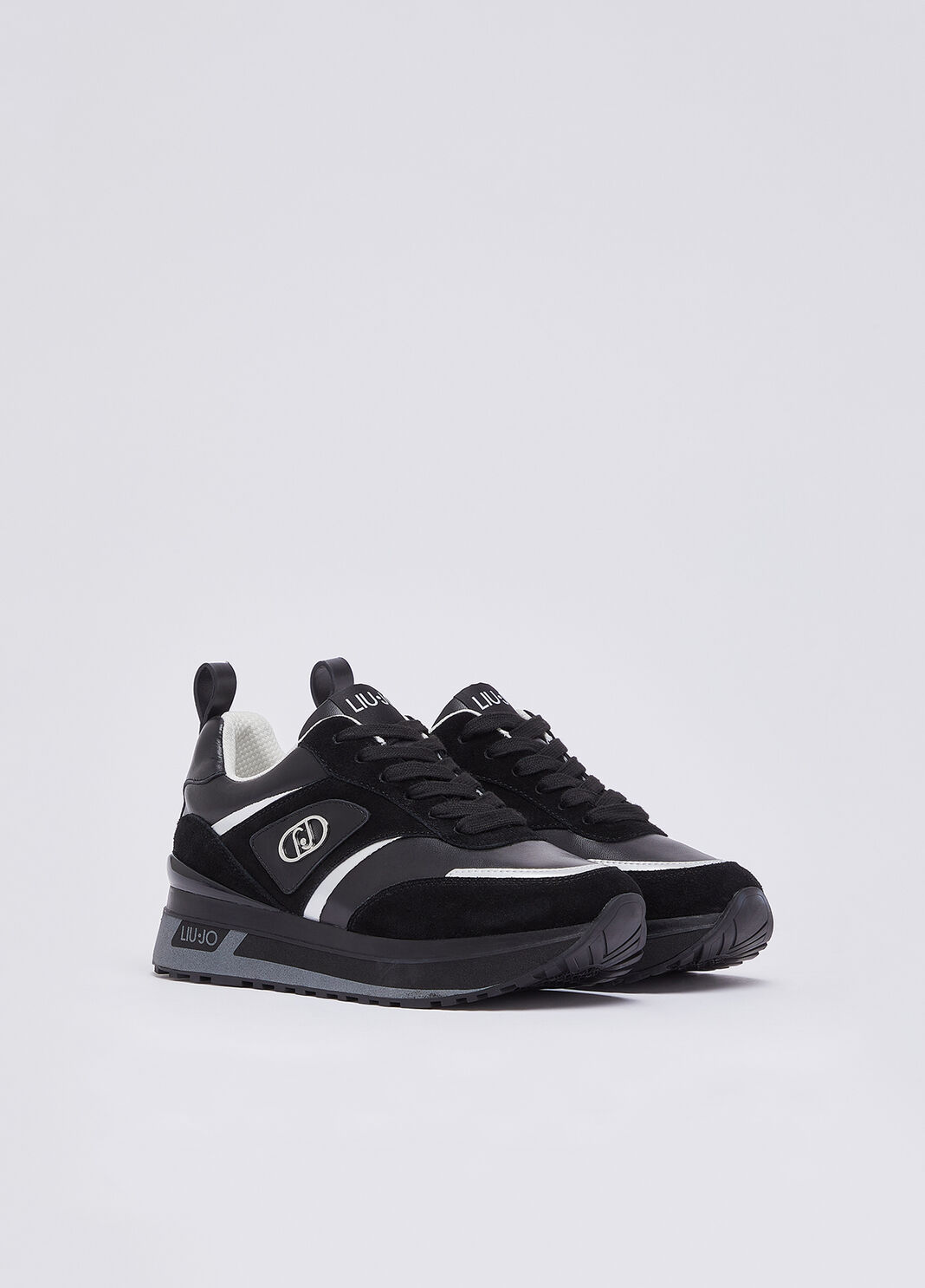 Sneakers plateforme en daim et cuir noir Liu Jo - large image number 1