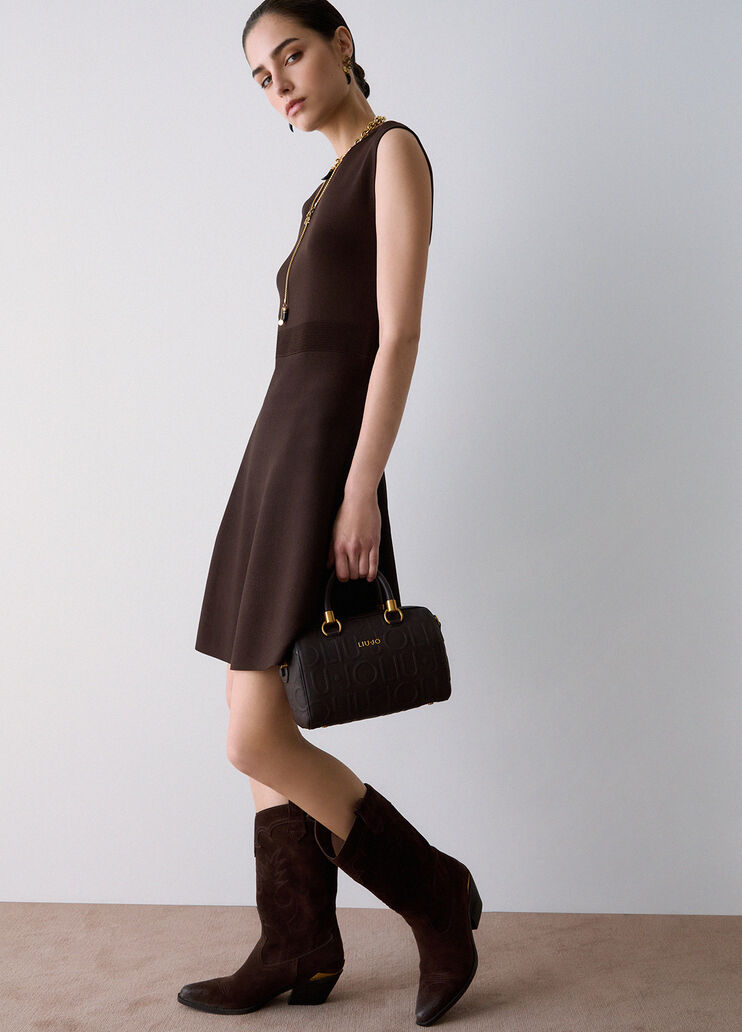 Knit Dress with Lace Detail mocha Liu Jo - medium