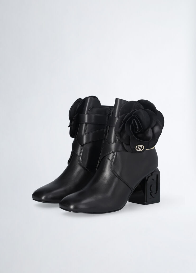 Leather ankle boot with flower detail black Liu Jo - medium Leather ankle boot with flower detail black Liu Jo - medium