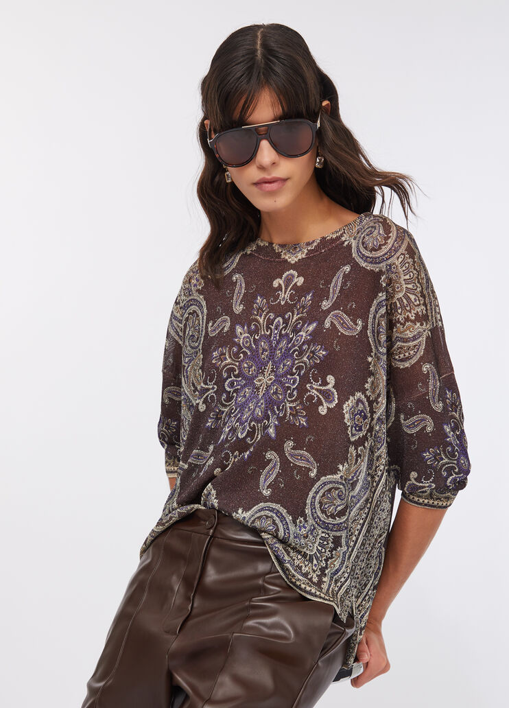 Lurex® jumper brown with print Liu Jo - large image number 2