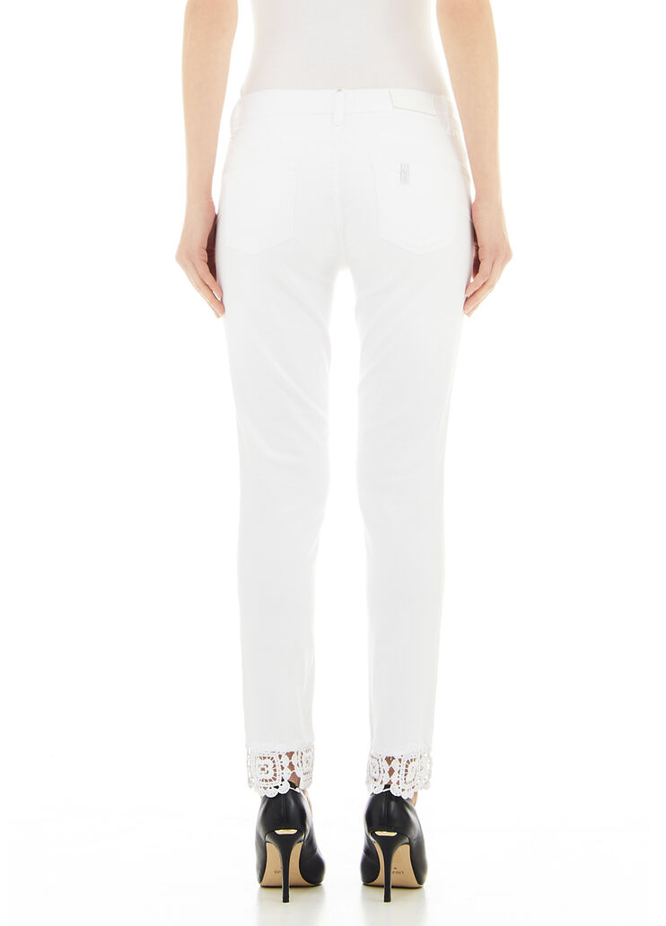 Skinny trousers with appliqués white/macramé Liu Jo - large image number 1