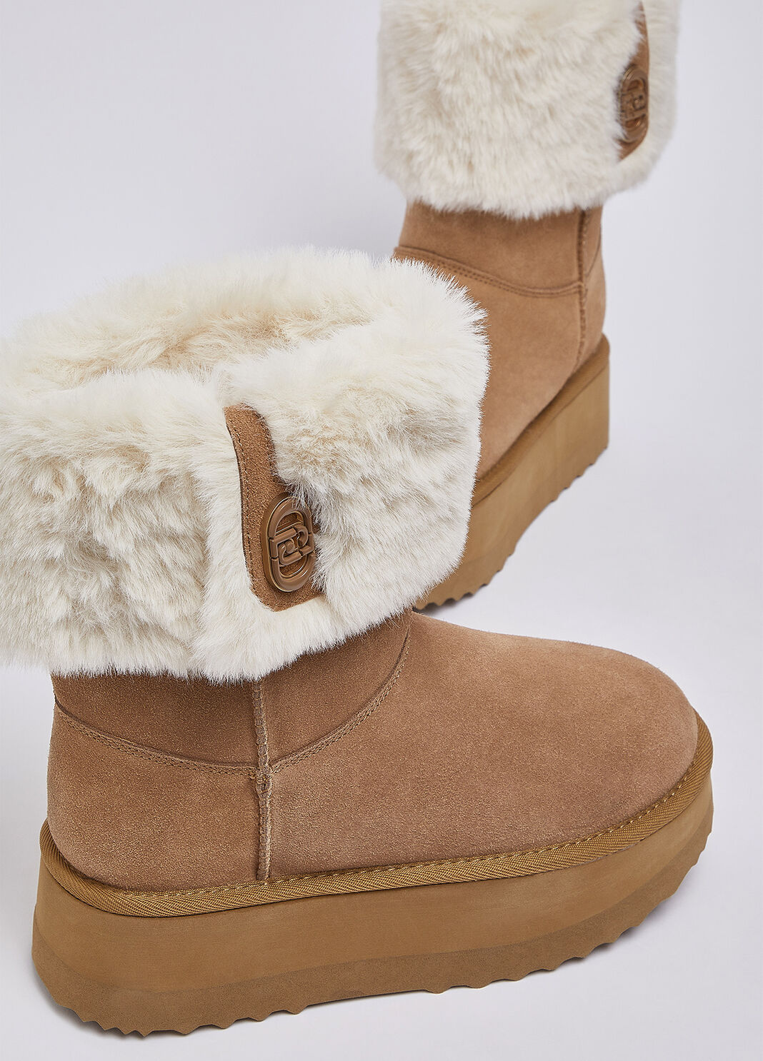 Stivaletti in suede con risvolto cognac Liu Jo - large image number 6