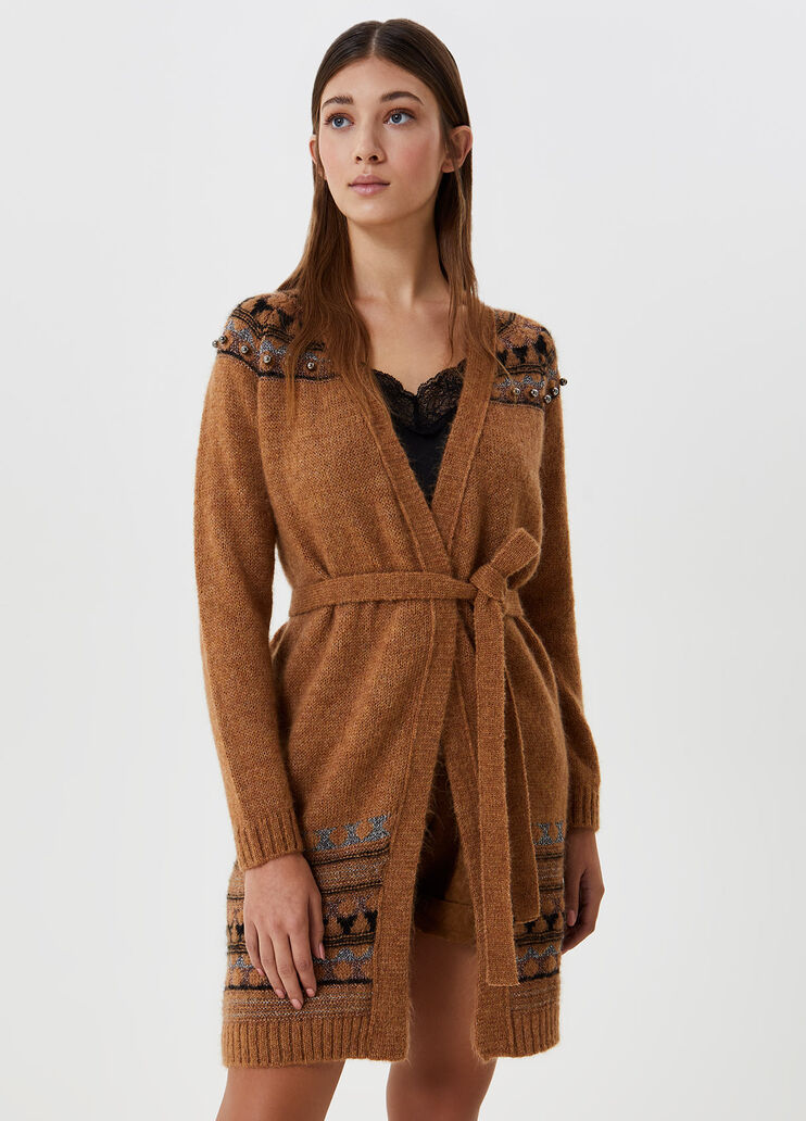 Jacquard cardigan Camel Liu Jo - large image number 0 Jacquard cardigan Camel Liu Jo - large image number 0