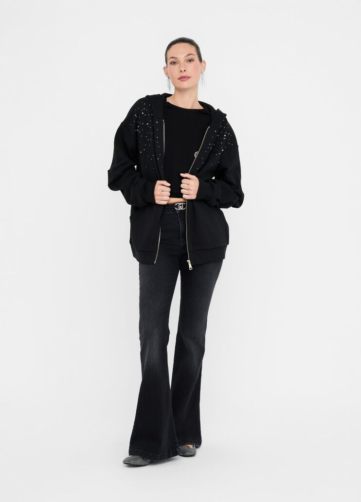 Cotton sweatshirt with rhinestones black Liu Jo - medium Cotton sweatshirt with rhinestones black Liu Jo - medium